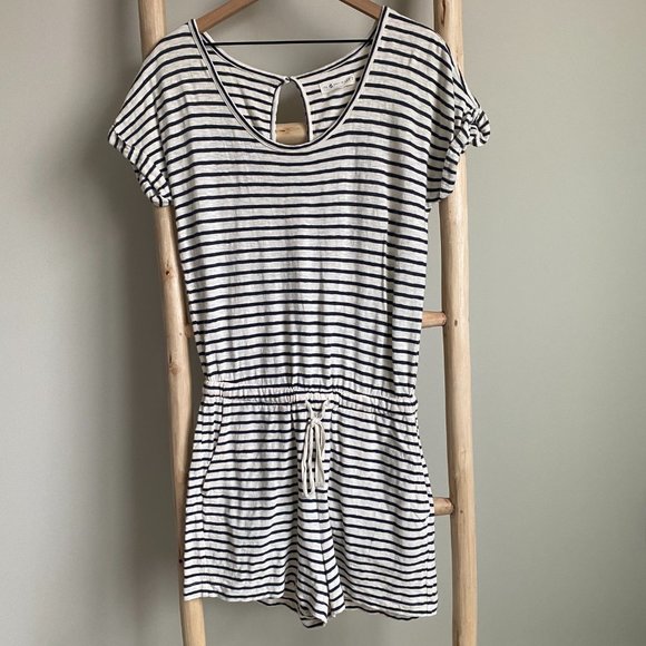 Lou & Grey Stripe Cotton Romper Sz Small - Picture 2 of 8